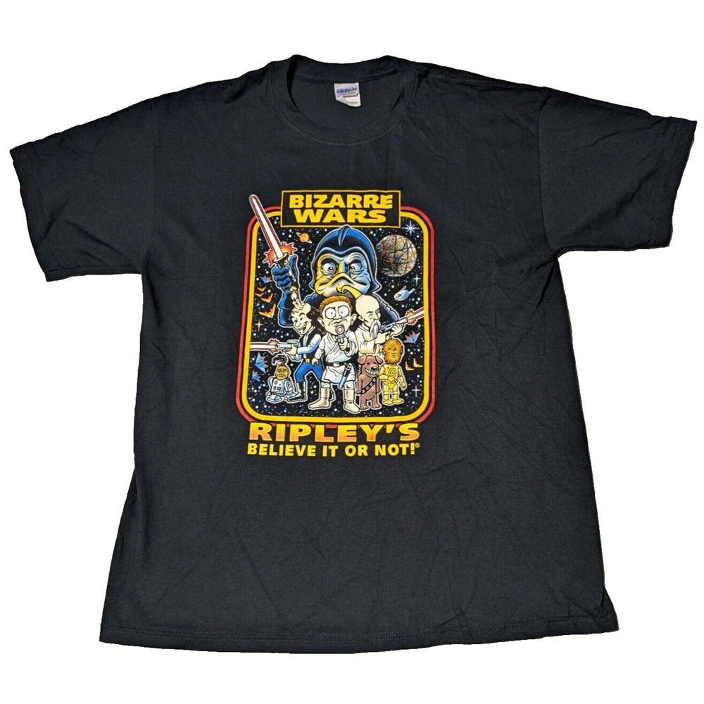 VTG Y2K RIPLEY'S BELIEVE IT OR NOT! BIZARRE WARS Men Large Black T-Shirt